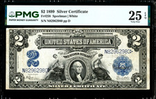 VF25 “EPQ” 1899 US Large Size $2 Dollar Silver Certificate Note PMG VF25 EPQ picture