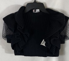 Red Valentino Women's Black Ruffle Mesh Polka Dot Wool Bolero Shrug M picture