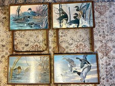 Vintage J. MacLeod Set 4 MCM Folding TV Tray Tables Mallards Ducks picture