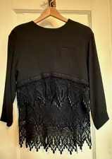 VTG 80s Karl Logan black top and skirt with ornate black lace trim picture