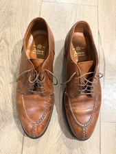 Alden 962 Men 8.5 D Burnished Tan Calfskin Split Toe Blucher Custom Vibram Sole picture