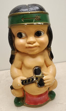 VINTAGE NATIVE AMERICAN INDIAN CHALKWARE BANK FIGURINE picture