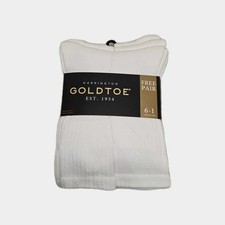 New GoldToe Men's White Crew Socks 7 Pack Harrington Collection Size 6-12.5 picture