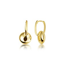 14K Yellow Gold Circle Drop Dangle Earrings picture