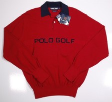 Polo Golf Ralph Lauren Vintage Red Logo Spellout Jumper Knit Sweater Large NWT picture