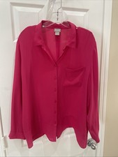 Chicos Women’s Sz 3 Gorgeous  Pink Long Sleeve beautiful button blouse Pretty picture