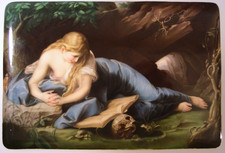 Antique Dresden Hand Painted Penitent Magdalene Miniature Porcelain Signed picture