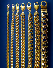 14K Yellow Gold SOLID Miami Cuban Necklace Bracelet Chain 2mm-12mm 7