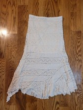 Fairy Grunge Y2K Streetwear Society Ivory Lace Asymmetrical Skirt S picture