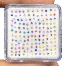 100 Pcs Natural Multi Sapphire 1.2-1.3mm Round Diamond Cut Loose Tiny Gemstones picture