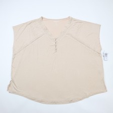 Torrid Dolman Sleeve Top Womens Plus 4X Beige Lace Trim Henley Knit NWT picture
