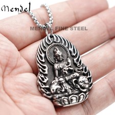 MENDEL Tibetan Buddhist Protection Amulet Kuan Guan Yin Buddha Pendant Necklace picture