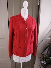 Steinbock Vintage Boiled Wool Red Button Down Cardigan Sweater Austria Womens M  picture