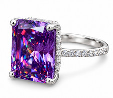 HUGE Luxury 21.75 Ct Certified Purple Diamond Solitaire Ring-FREE Studs picture