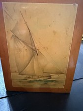 Victorian thread box James Chadwick & Bro  Sailboat  Lid w/Latch pre 1900s picture