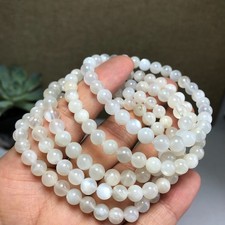 5Pcs Wholesal Natural White Moonlight Stone bracelets Crystal ball sphere 6mm picture