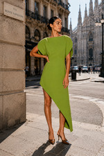 ZARA NEW WOMAN SS26 ASYMMETRIC ZW COLLECTION DRESS Green 2102/098 picture