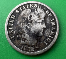 1898-O Barber Dime with Fine Detail, Net VG, Crusty Black Toning, Better Date picture