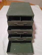 Vintage 1940's -50’s O D Green  4 Drawer Steel Cabinet Small Parts  picture