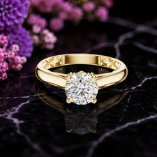 IGI 1.02Ct Round Cut F/VS1 Lab Grown Diamond Wedding Ring 14k Yellow Gold picture