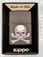 2024 Skull Crossbones Design Black Matte Zippo Lighter NEW 29917 picture