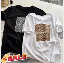 COACH Men's Women’s Unisex White black T-shirt COTTON  SUPER HOT IN SUMMER picture