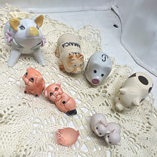 Vintage Porcelain Pig Figurine Collector Lot 9pc Precious Moments Japan Shakers picture