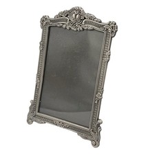 Vintage Ornate Silver Tone 4x6 Picture Frame Victorian Floral Crest cottagecore picture