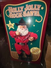Holly Jolly Rock Santa Animated Dancing Cowboy Alan Jackson VTG 1999 Tested Work picture
