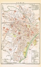 TURIN  1897 Original  Antique Vintage map city plan TORINO PEIDMONT  ITALY picture