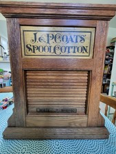 Antique J&P Coats Revolving Wooden Spool Display Case picture