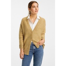 Maeve Anthropologie NWT Sequin Trim Layered Cardigan Sweater Tan Gold Large picture