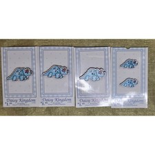 Vintage 1990 Daisy Kingdom Triceratops Dinosaur Buttons Set Blue 567 L S 5pc picture