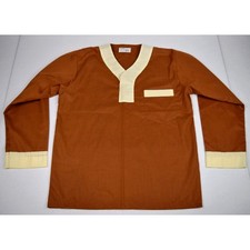 Vintage 60s 70s Enro Pajama Shirt Mens M Copper Pullover Shirt Cobain Special picture