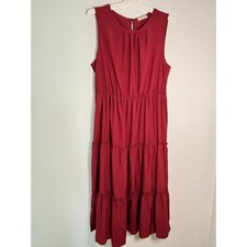 Anna-Kaci Burgundy Sleeveless Tiered Midi Dress XL JN2227BUR-XL Wine Red picture