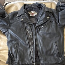 Vintage Harley-Davidson Black Leather Jacket Custom Speed MotorClothes picture