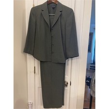 Vintage Ann Taylor Gray 2 Piece Pant Suit Set/4-Button Blazer & Trousers Size 10 picture