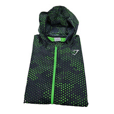 NEW Men’s Medium M - Gymshark Hooded Sport Windbreaker Fluo Lime - Reflective picture