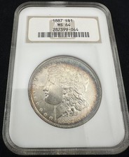 1887-P Morgan Silver Dollar - Graded NGC MS64 - Beautiful Double Sided Toning picture