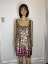 NWT Anthropologie Let Me Be Sequined Shift Mini Dress Women's Size S Pink Combo picture