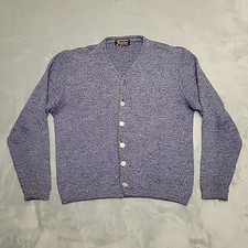 Vintage ColumbiaKnit Thunderbird Cardigan Mens M Blue All Wool Knit Button USA picture