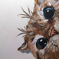 Hand Painted Original Cat Face Close-Up Blue Eyes Canvas Painting, Single Piece picture