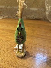 NAVAJO Indian Vintage FOLK ART WOOD Figure CHICKEN W Feather Signed By MT Bagaye picture