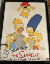 The Simpsons Matt Groening Signed Poster With Hand Drawn Bart Signed 1-11-1993 picture