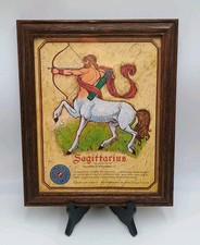 Zodiac Wall Art - Sagittarius - Vintage Astrology Print In Wooden Frame picture
