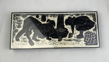 Charles Surendorf Originial Linocut Children Gathering Pine Cones WPA 1930's picture