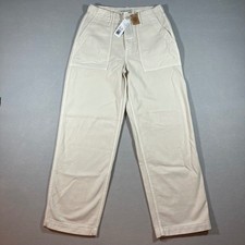 NWT Outerknown Women 26 Cream Regenerative Organic Cotton Wide Leg Utility Pants picture