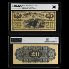 Peru, 1879 20 Soles, Republica del Peru, Pick# 7a, Bank Note. picture