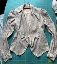 Antique Edwardian green linen Gibson girl jacket lace trim 1900’s  picture
