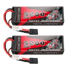 2x 80C 5200mAh 7.4V RC 2S Lipo Battery Traxxas Plug Hardcase For Car Truck Buggy picture